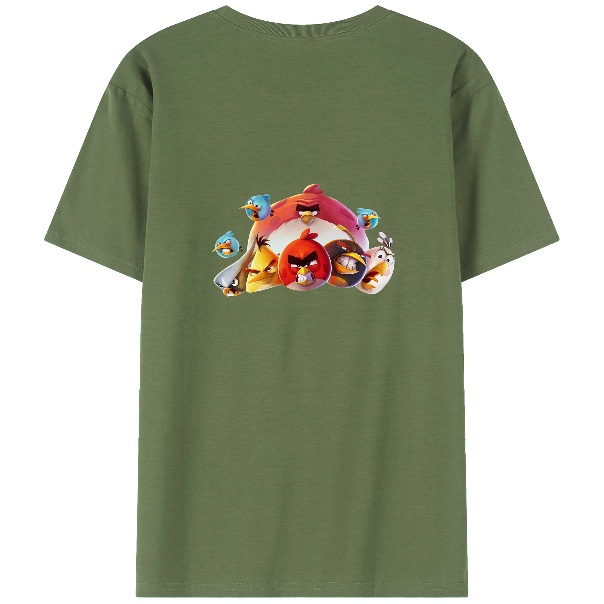 （画像用） Angry Birds アングリーバード 綿100％ メンズ半袖Tシャツ（バックプリント） 通気性